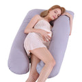 U-shaped maternity pillow for pregnant women in ice silk fabric, shown in light blue colour