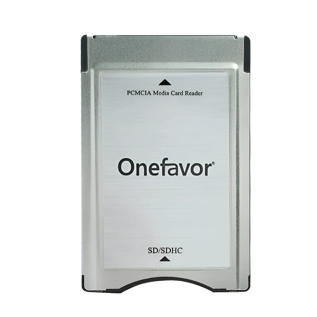 SD to PCMCIA adapter card with stainless steel case for Mercedes-Benz vehicles, includes 32GB SD card.