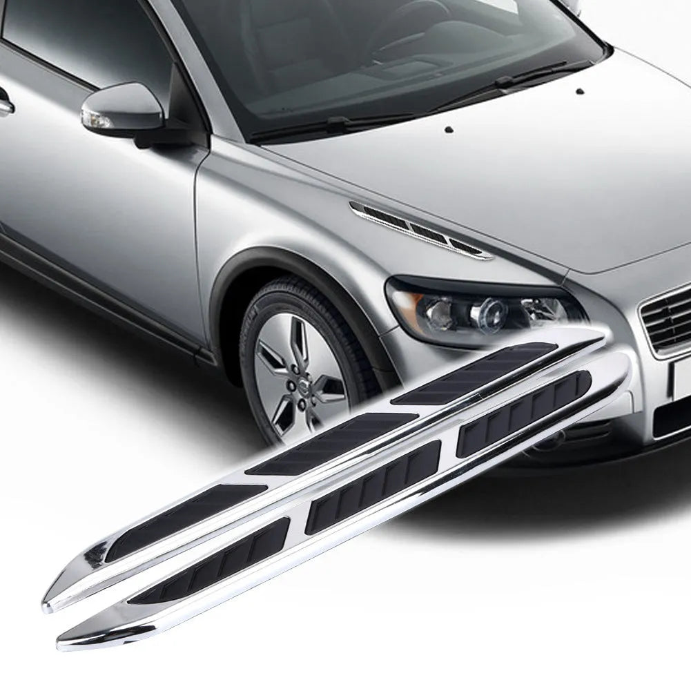 Pair of black ABS car side air outlet stickers for hood and side door modification