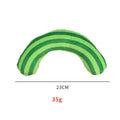 Striped pattern cat pillow toy with noise maker and catnip measuring 23x20cm