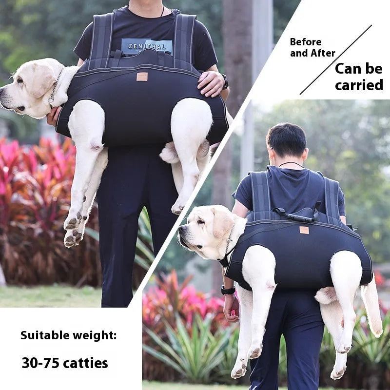 Black Oxford cloth dog backpack for medium to large pets in three size options