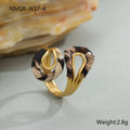 Stainless steel open mouth ring with leopard print design in geometric heart star shapes