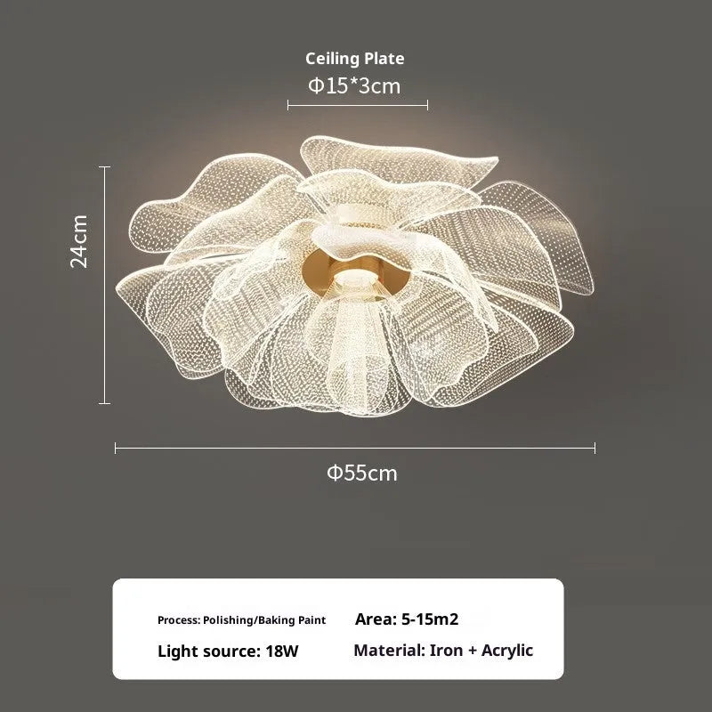 55cm flower acrylic ceiling light with white lampshade and iron frame for bedroom