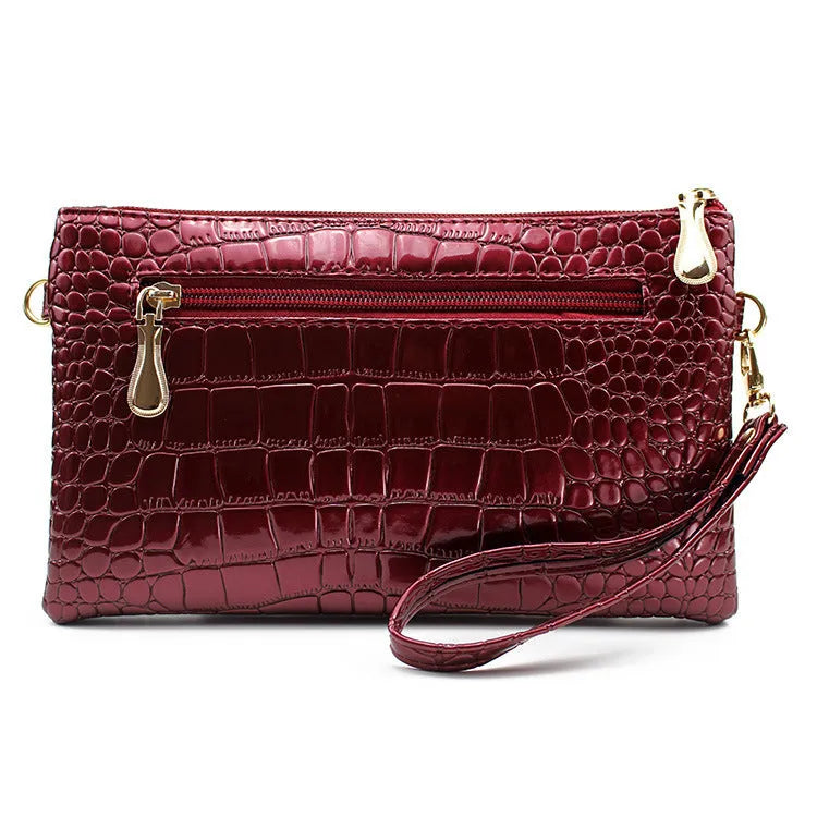Soft black PU leather women's messenger bag with square shape on a shoulder strap