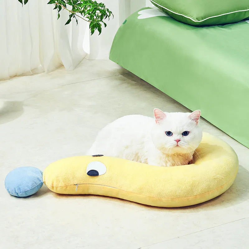Blue rectangular pet pillow cushion measuring 62cm by 39cm for cats and dogs