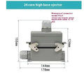 Rectangular hot runner plug connector core HDC-HE-006-1-6 with copper silver plated contacts for industrial automation