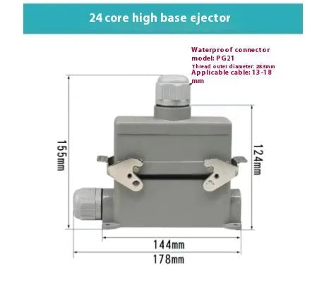 Rectangular hot runner plug connector core HDC-HE-006-1-6 with copper silver plated contacts for industrial automation