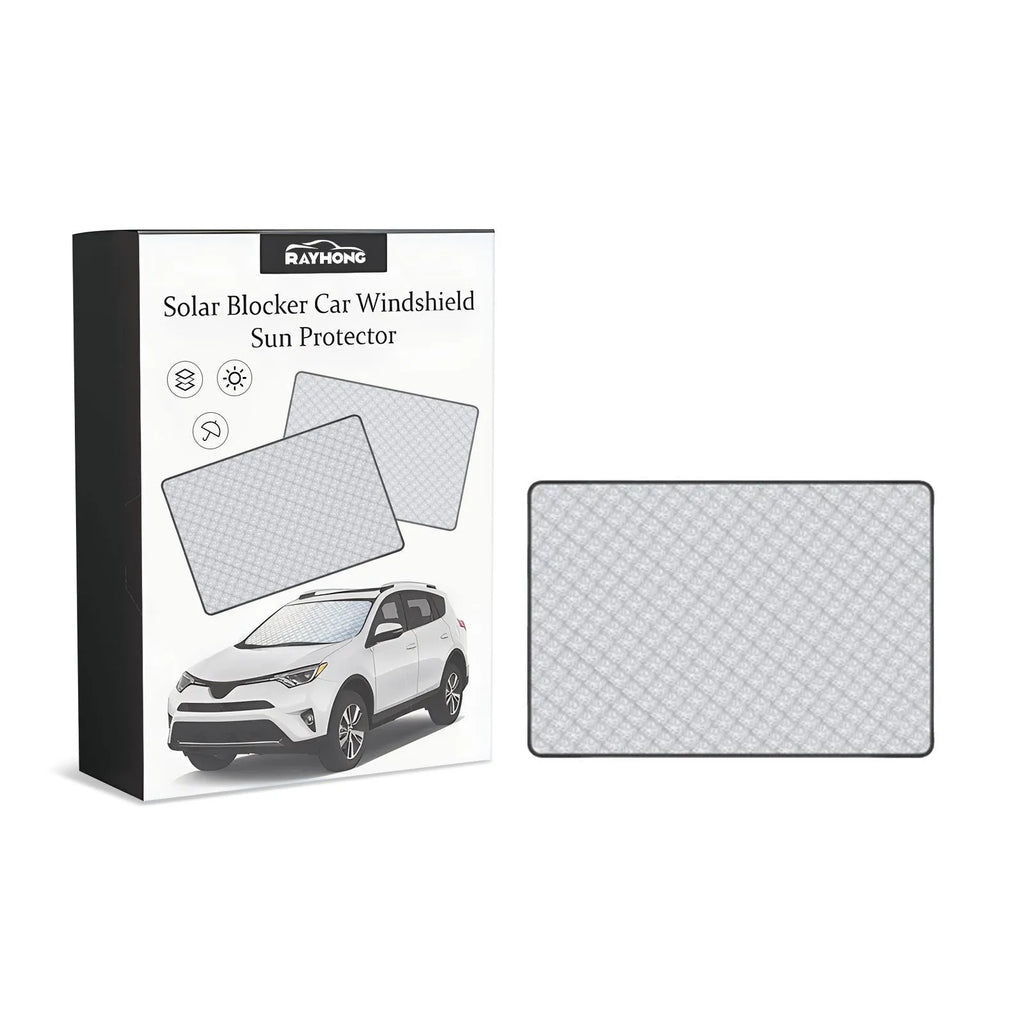 Rectangular aluminium film windshield frost cover measuring 140cm by 95cm