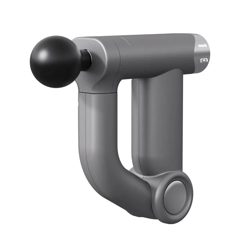 Long handle multi-form electric massage gun in black with LED screen and folding design
