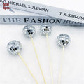 Glass disco ball cake decoration on wooden stick in various sizes for birthday party cakes