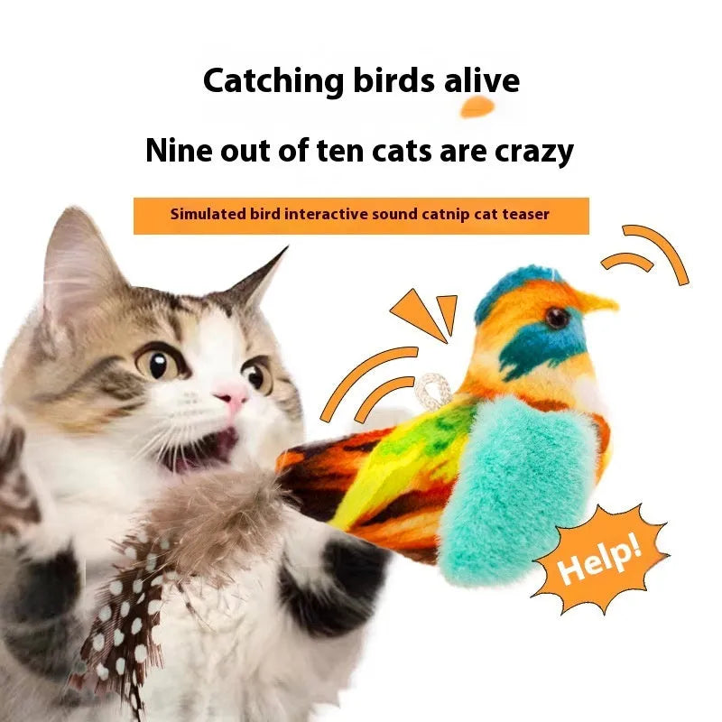 Bird simulation cat plush toy in blue kingfisher colour from 2024 summer collection