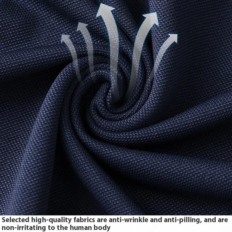 Lapel style T-shirt for men and women in a viscose polyester blend, shown in multiple colours.