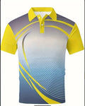 Men's loose fit lapel collar polo shirt in pinhole cloth fabric, shown in a available colour.