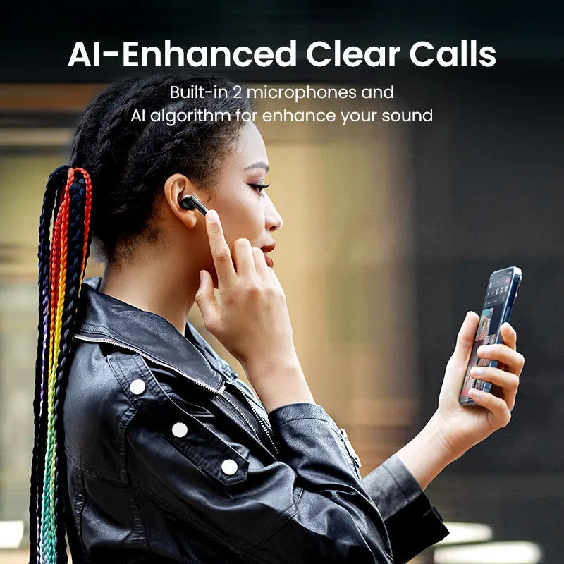 Active noise reduction Bluetooth earphones in Obsidian Black, with wireless earpiece connection, compatible with mobile phones and computers.