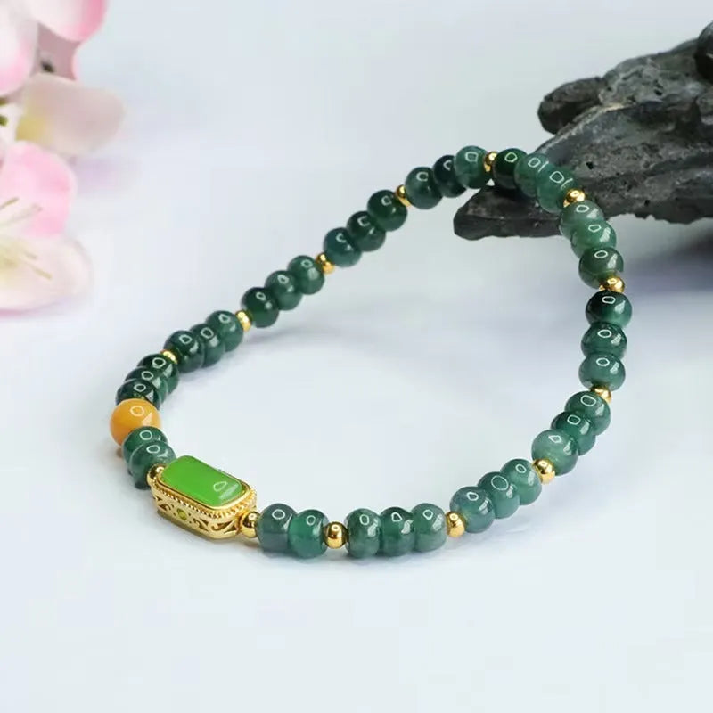 Natural stone blue water jade abacus beads bracelet with mixed gemstones for women
