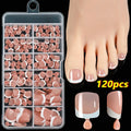 Box of 120 French white edge full square short toe nail tips in assorted nude colours