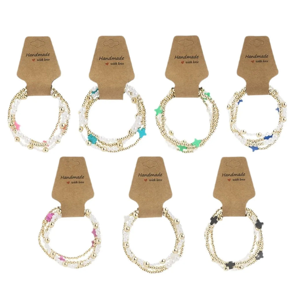 Fashion cross seed bead handmade kraft paper bracelet for women, electroplated resin geometric design, PF-0308 colour variant