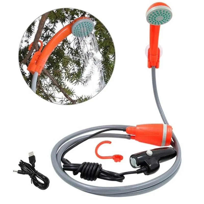 Portable USB-powered vehicle shower with water pipe and lithium battery for outdoor car washing