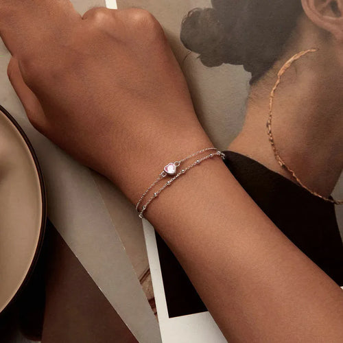 925 sterling silver heart-shaped bracelet with 6mm pendant and adjustable chain
