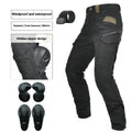 Motorcycle waterproof windproof cycling trousers with removable protective gear in black or green colour