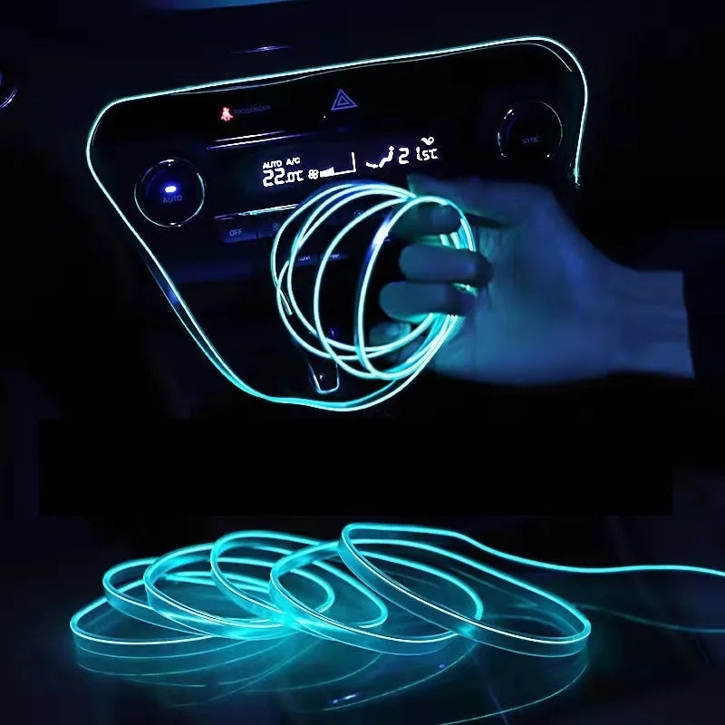 Six-metre long USB-powered LED light cable for car interior ambient lighting in multiple colour options