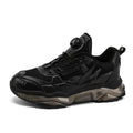 Men's black rotating button casual dad shoes with mesh upper and platform sole