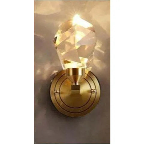 Copper modern villa art rotating light luxury crystal wall lamp for living room