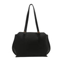 PU leather women's tote bag in horizontal square shape with double shoulder straps