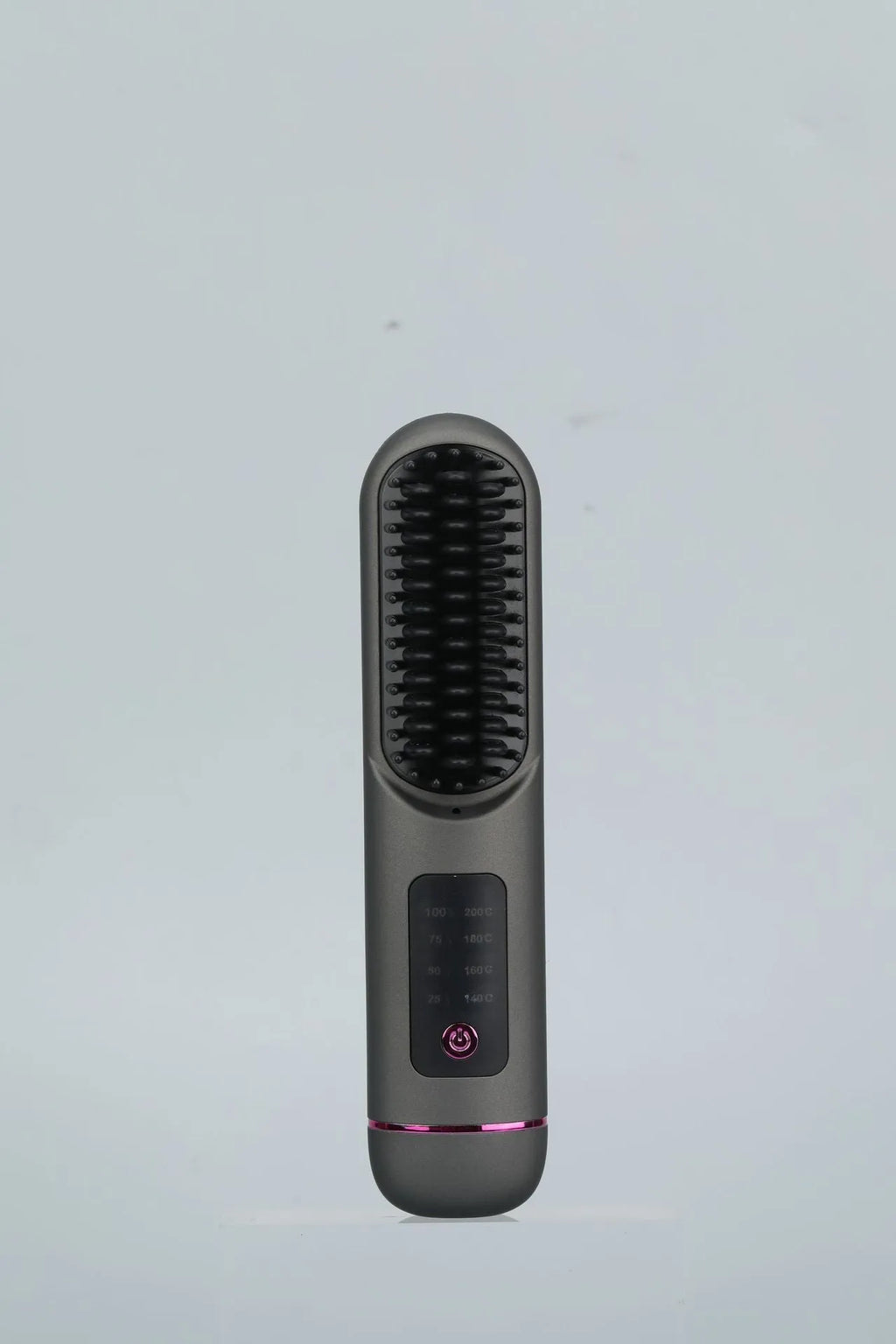 Portable USB-C rechargeable negative ion hair comb in blue, grey, or white.