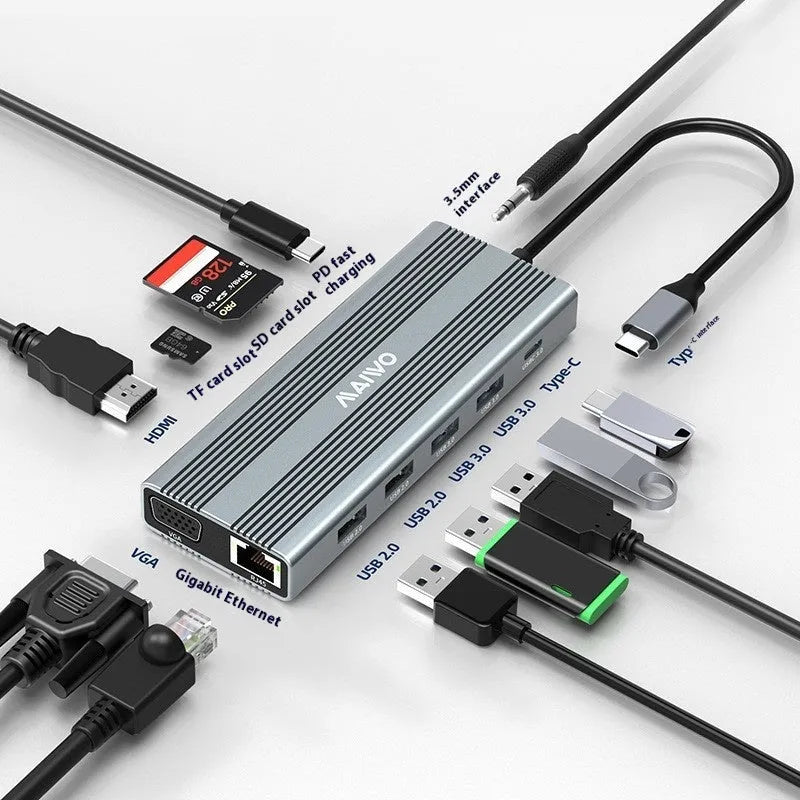 Aluminium Steam Deck docking station with HDMI, Ethernet, and USB ports on a 15cm cable.