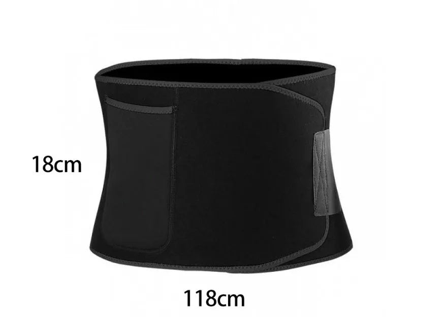 Black waist and abdominal support belt for adult fitness and yoga.