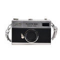 Mini crossbody camera bag with chain strap in soft PU leather, horizontal square shape
