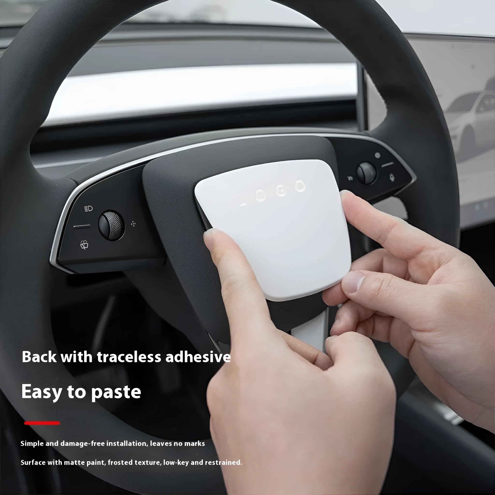 White plastic ABS steering wheel patch for car interior renewal and scratch protection