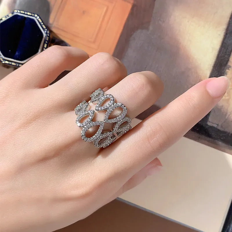 Gold plated copper ring with inlaid hexagon cubic zirconia stone, women's size 8, colour KYRA01804