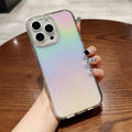 Colourful PC TPU phone case with mirror finish for iPhone 15 series, pink and purple options shown