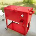 Red outdoor insulated metal cooler trolley with iron frame and 750 capacity