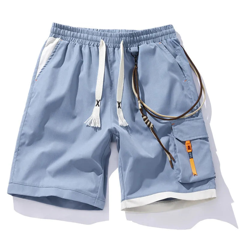 Men's bamboo fibre sports shorts in plus sizes with high elasticity waistband and straight leg design