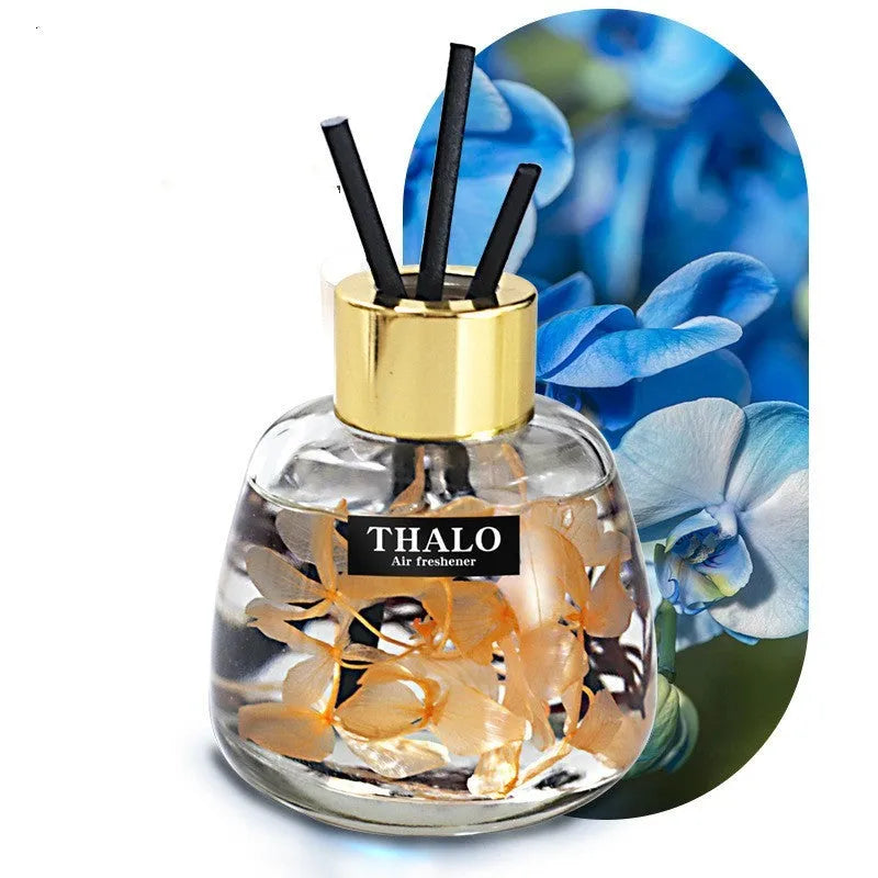 Glass bottle car perfume ornament for loose incense, available in six scent colours.