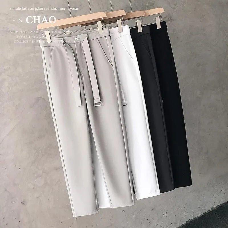 Boys slim straight tapered trousers in wool blend fabric with straight leg opening