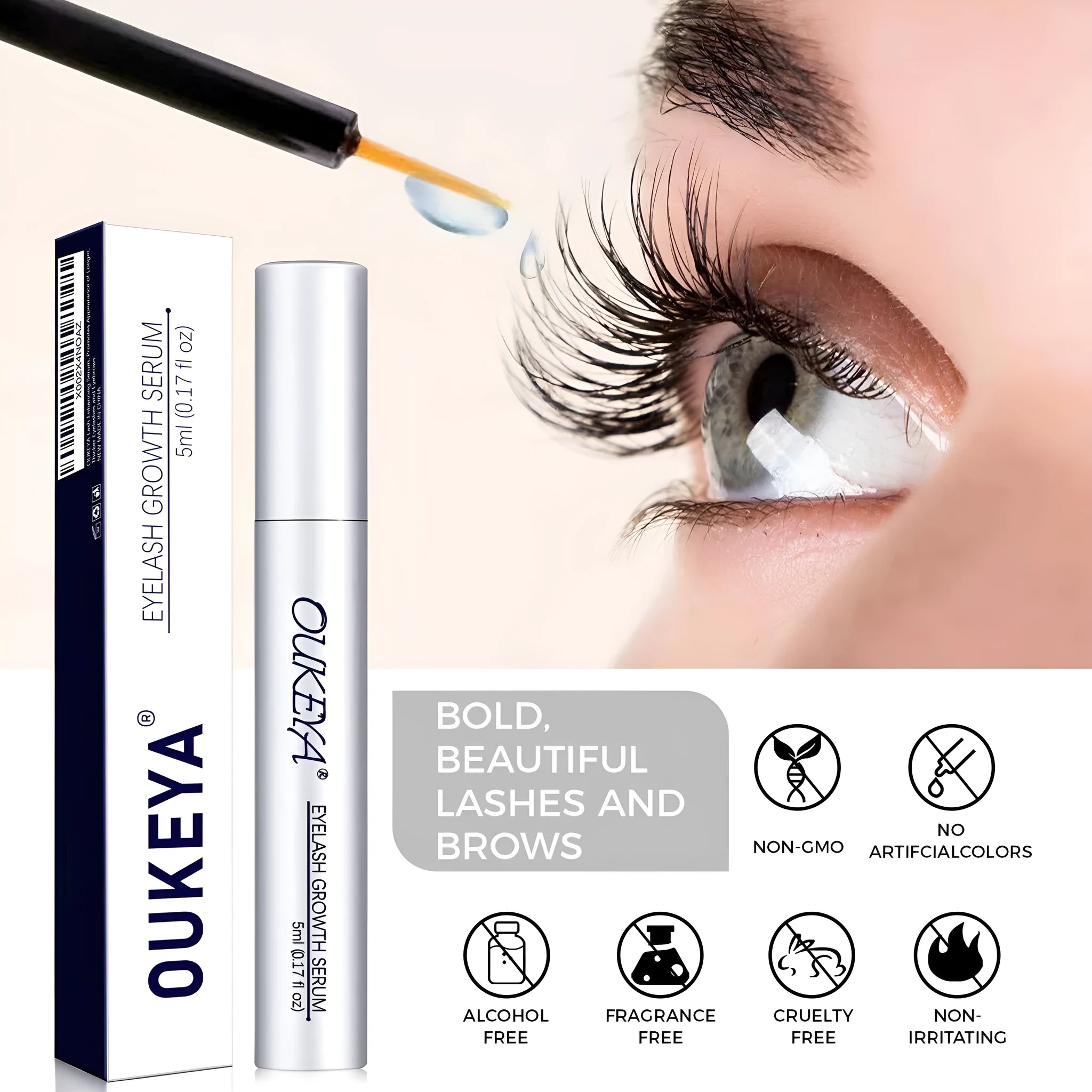Silver packaged 5ML tube of eyelash growth essence and care liquid