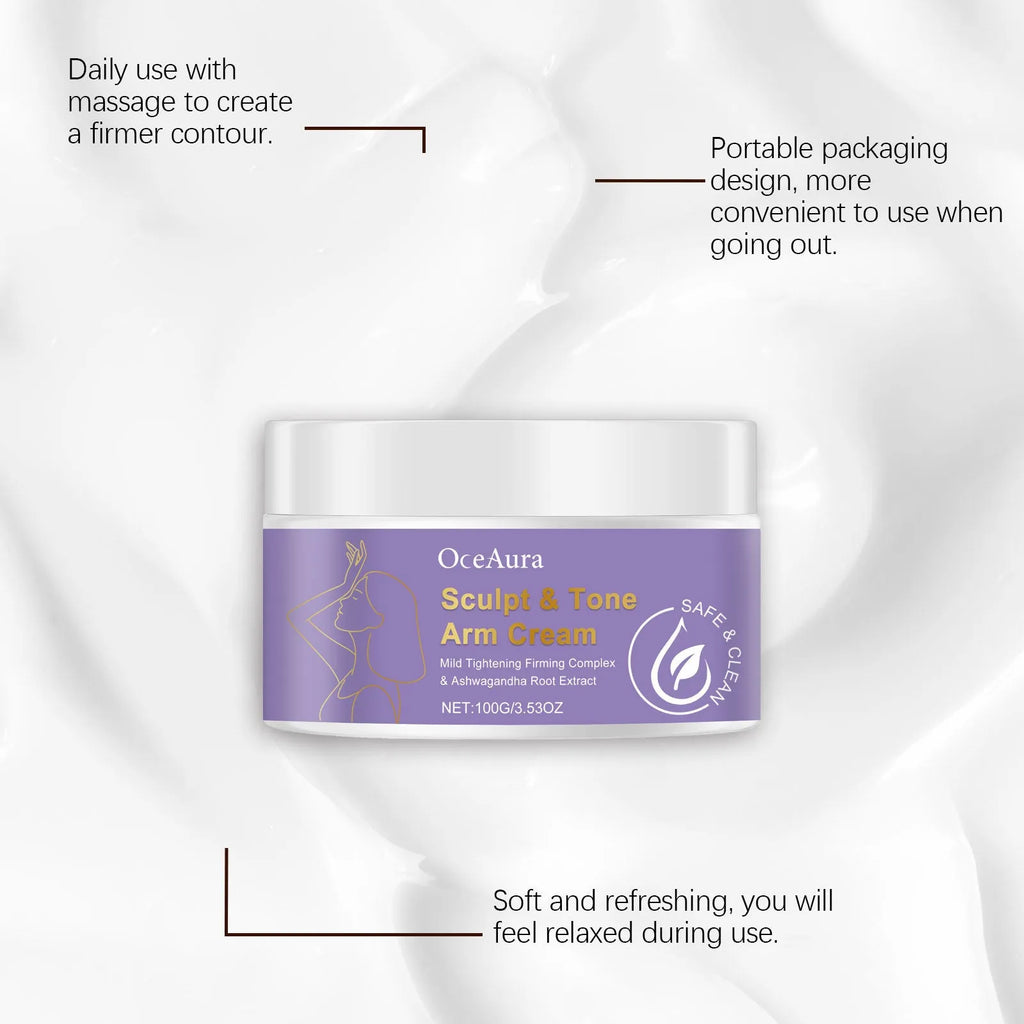 Arm shaping and firming cream tube with hyaluronic acid and inebriate extract in 100g size