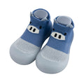 Baby infant toddler shoes with breathable mesh upper, rubber sole, round toe, available in blue