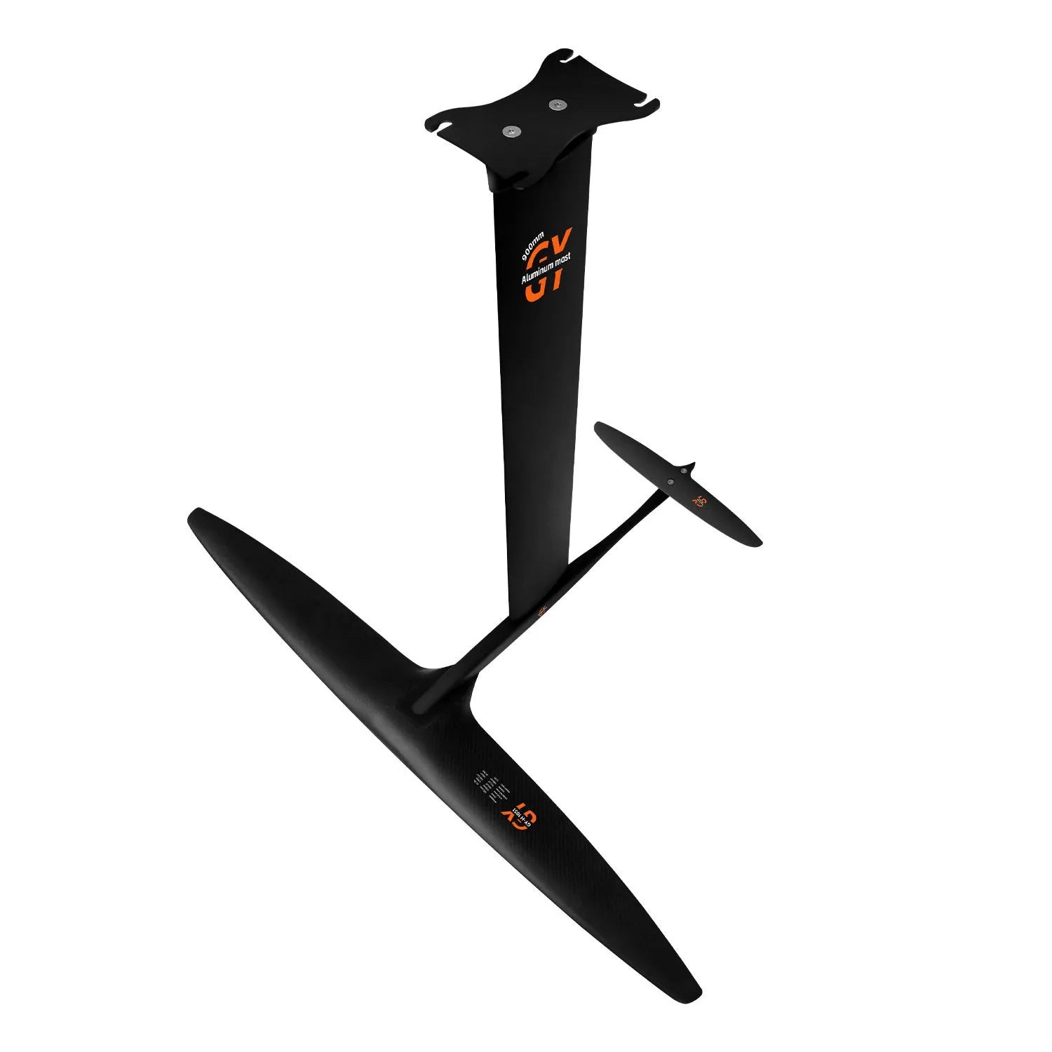 Black carbon fibre racing hydrofoil with aluminium components and 1051mm front wing