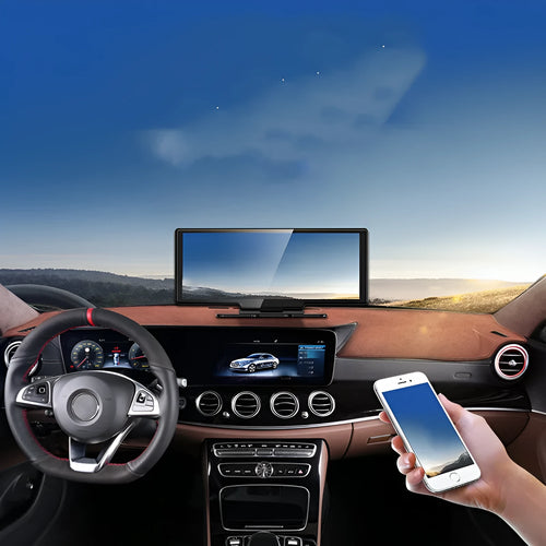 11-inch 2.5K car driving recorder with 170° wide-angle lens and rear camera in black