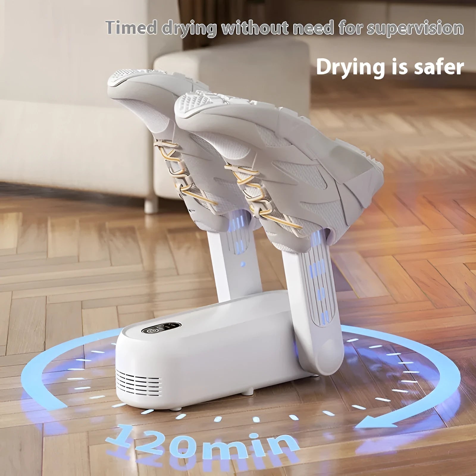 Intelligent automatic shoe dryer with timer display and heating unit for footwear drying
