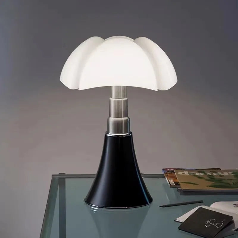 Italian retro style flower table lamp on a bedside table in a choice of colours.