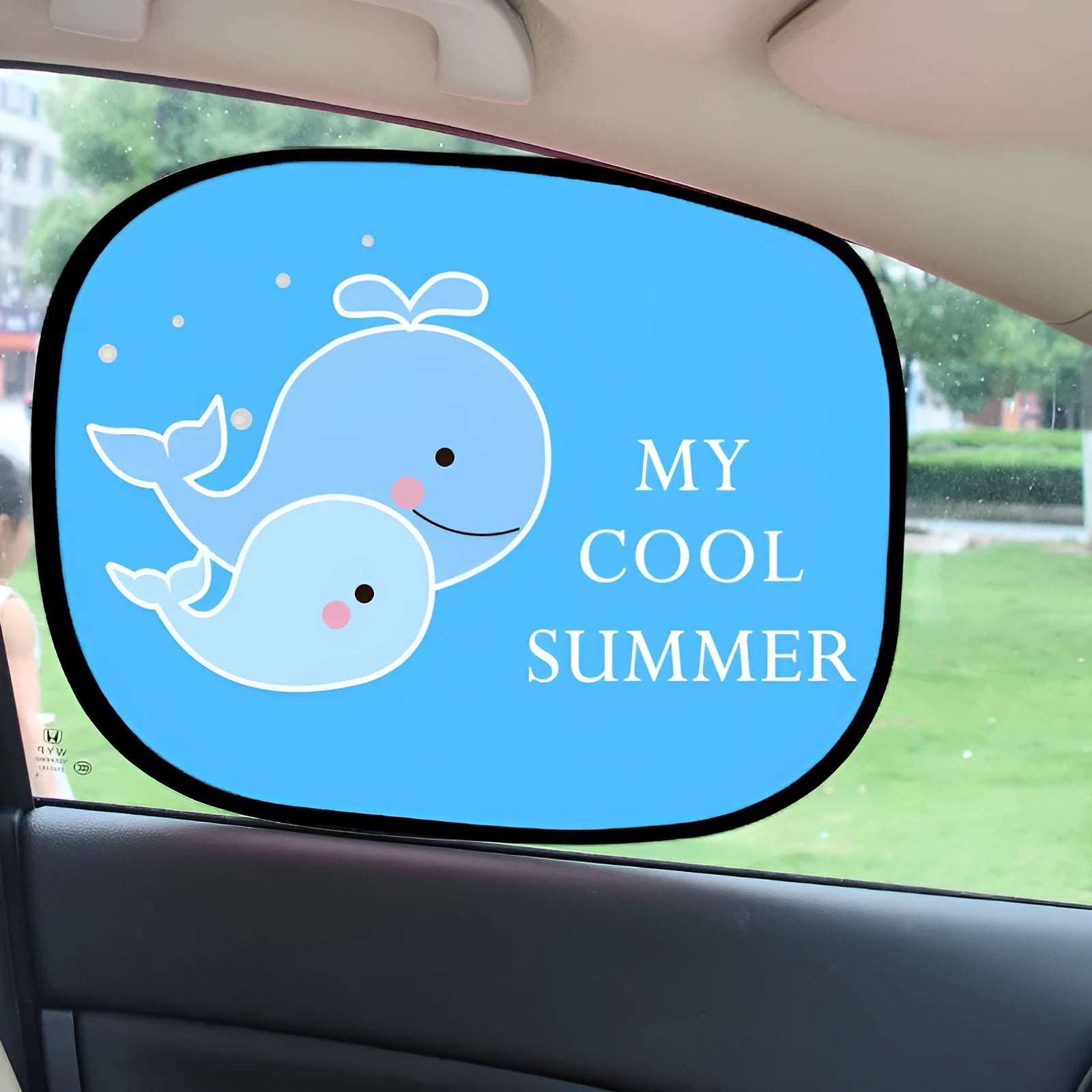 Electrostatic adsorption car side window sunshade with animal design on nylon mesh