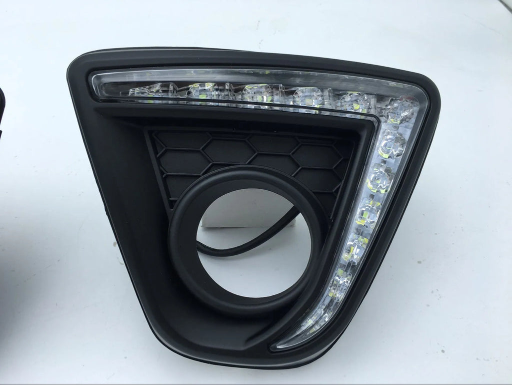 Mazda CX-5 LED daytime running light lamps with electroplated housing, shown in a set of two.