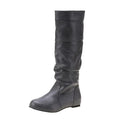 Women's flat slip-on ankle boots in artificial PU with a round toe and high cylinder design
