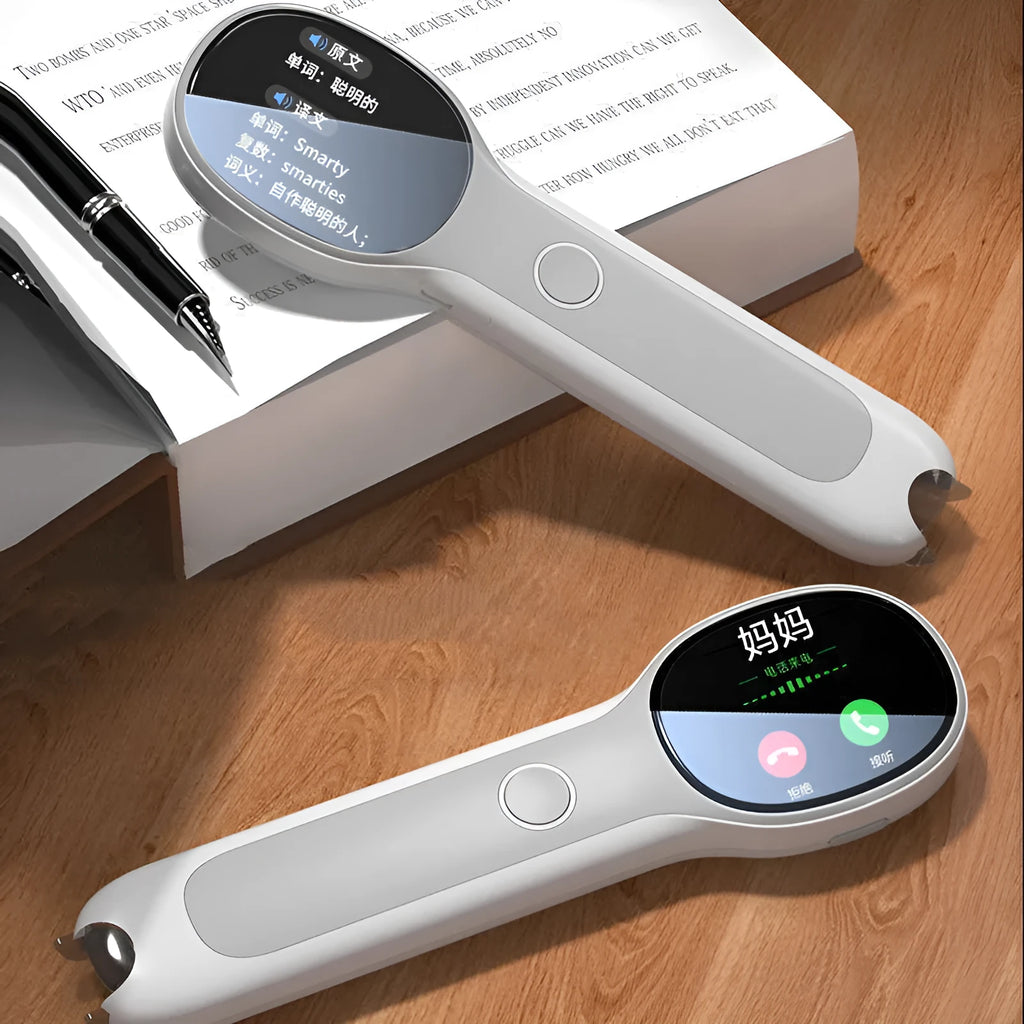 White universal reading pen language learning device with Chinese-English translation functionality